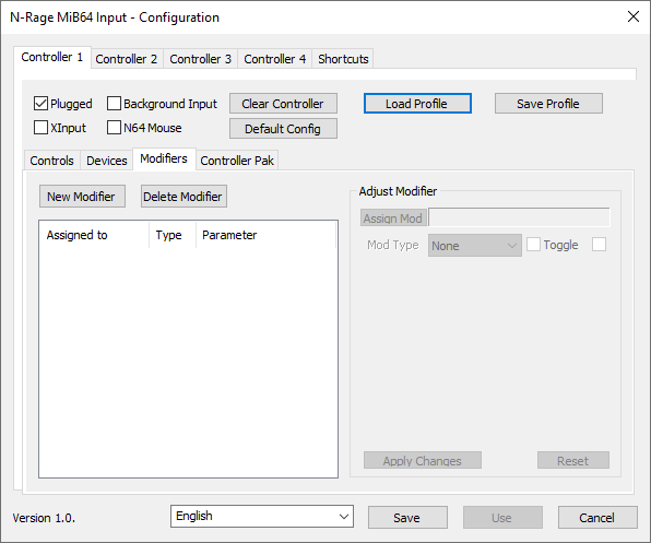 Modifiers Tab