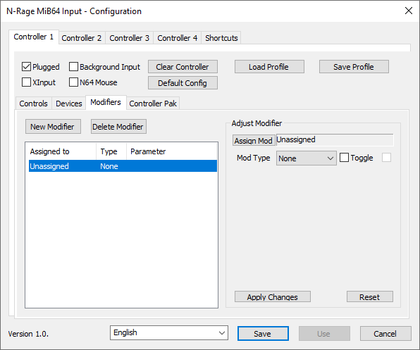 Modifiers Tab